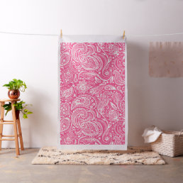White and pink vintage paisley pattern fabric