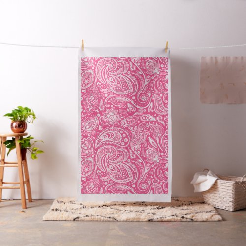 White and pink vintage paisley pattern fabric