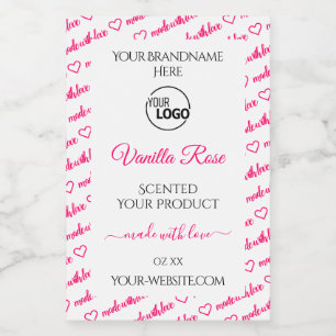 White and Pink Word Cloud Product Labels with Logo