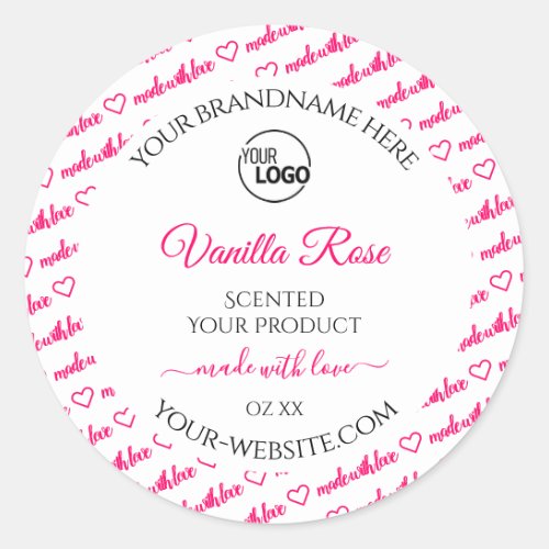 White and Pink Word Cloud Product Labels with Logo