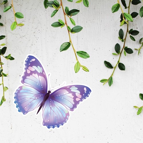 White and Purple Butterfly Custom_Cut Vinyl Sticker