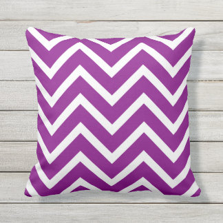 White and Purple Chevron Outdoor Pillow