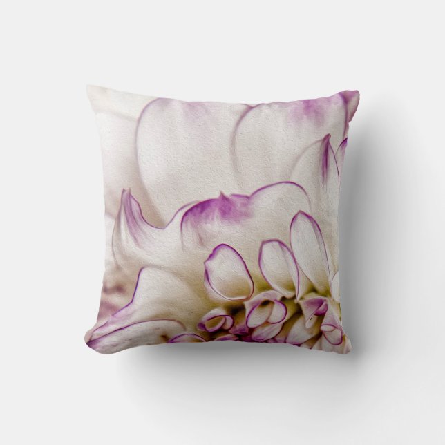 White and Purple Dahlia Flower Pillow (Front)