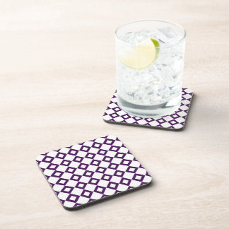 White and Purple Diamond Pattern Drink Coaster