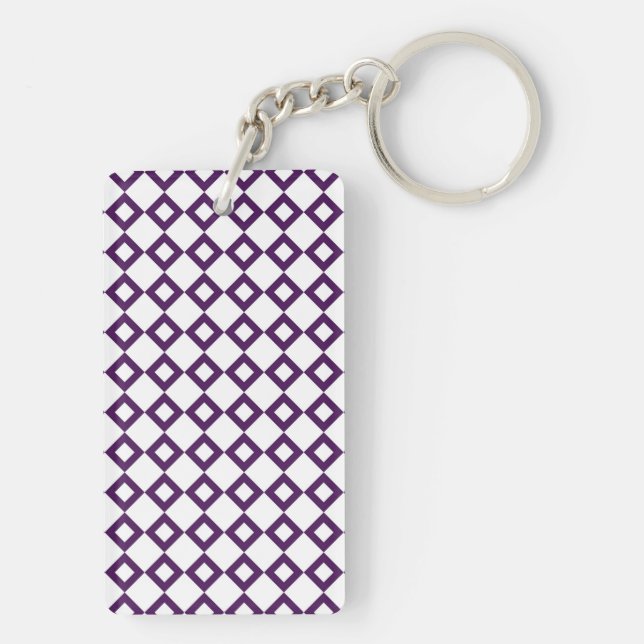 White and Purple Diamond Pattern Keychain (Back)