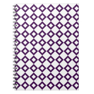 White and Purple Diamond Pattern Notebook