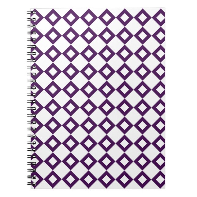 White and Purple Diamond Pattern Notebook (Front)