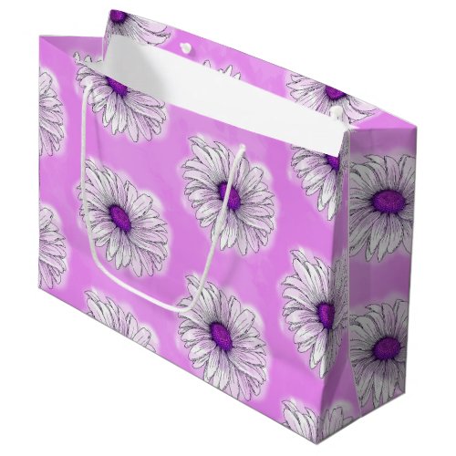 White and Purple Flower Large Gift Bag