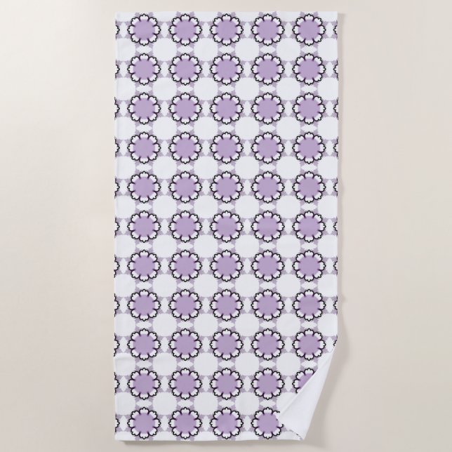 White and purple geometric mandala pattern Towel (Front)