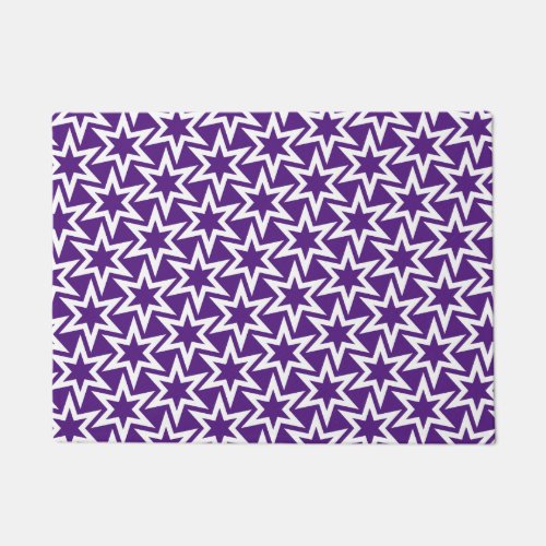 White and Purple Geometric Star Pattern Doormat