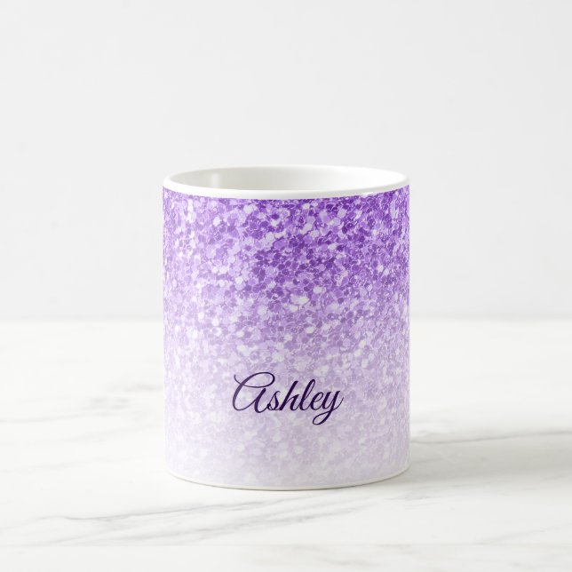 White And Purple Glitter Coffee Mug (Center)