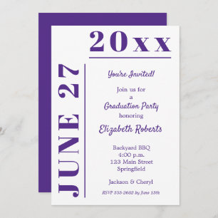White and Purple Graduation Party Invitations
