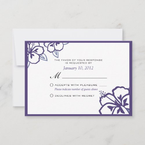 White and Purple Hibiscus Flower Custom RSVP