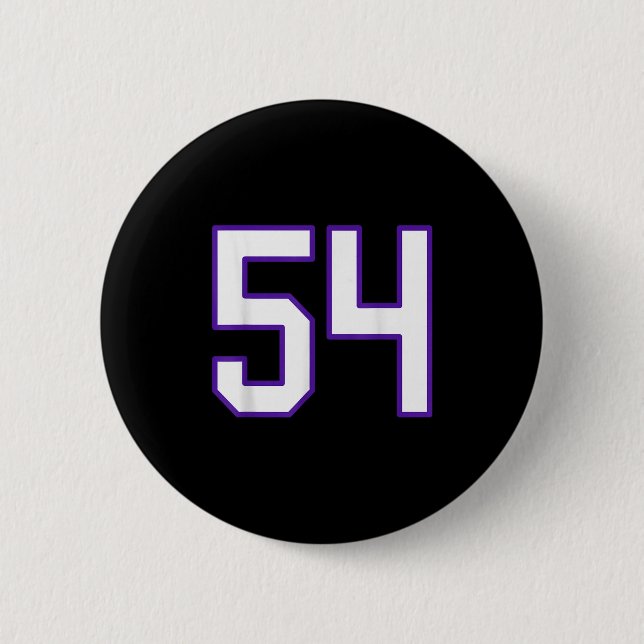 White And Purple Number 54 Jersey Player Uniform # Button (Front)