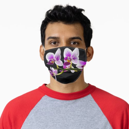 White and purple orchid adult cloth face mask