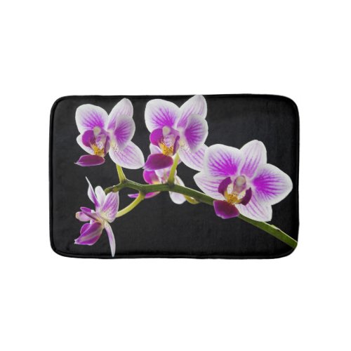 White and purple orchid bath mat