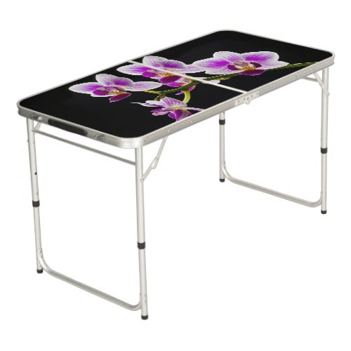 White and purple orchid beer pong table