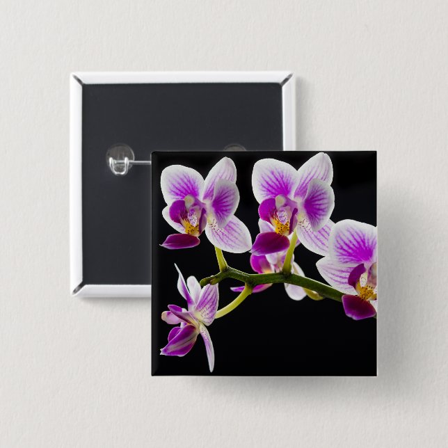 White and purple orchid button (Front & Back)