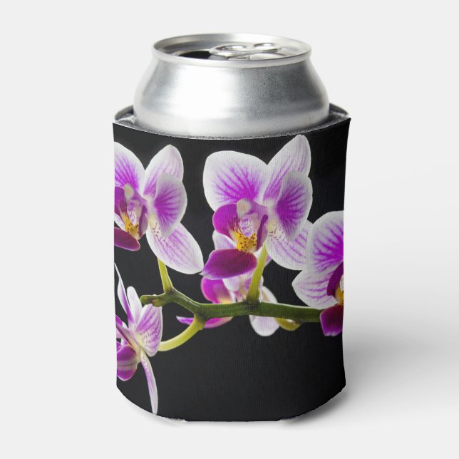 White and purple orchid can cooler (Can Front)