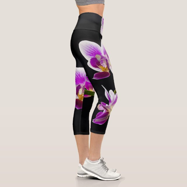 White and purple orchid capri leggings (Right)