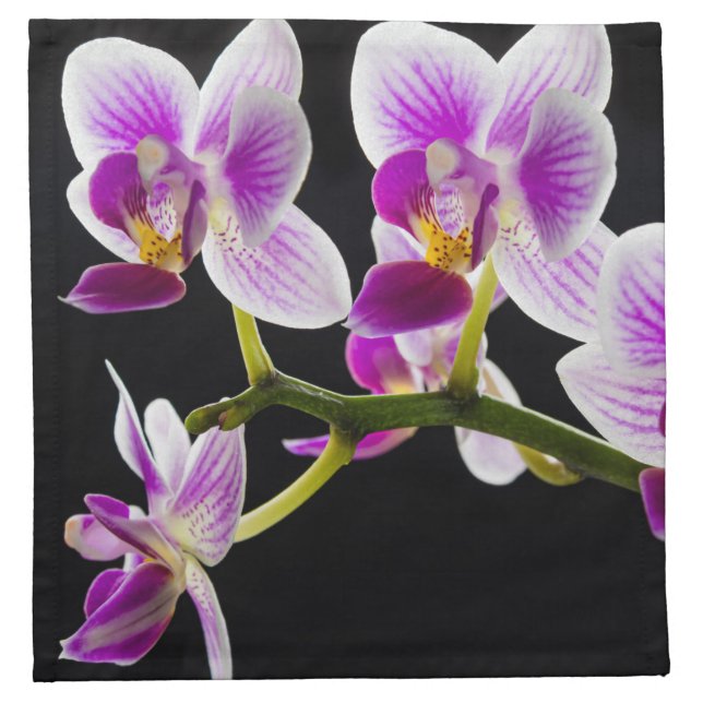 White and purple orchid cloth napkin (Front)