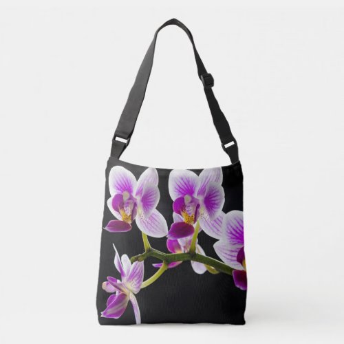 White and purple orchid crossbody bag