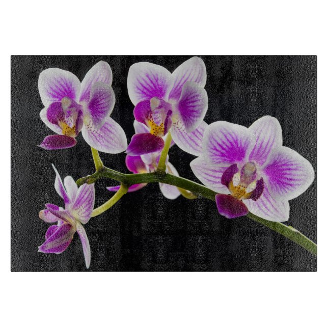 White and purple orchid cutting board (Front)