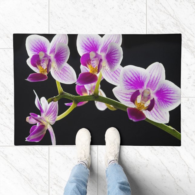 White and purple orchid doormat (Indoor)