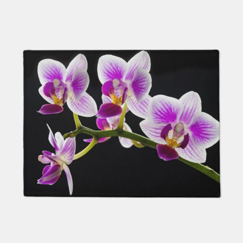 White and purple orchid doormat