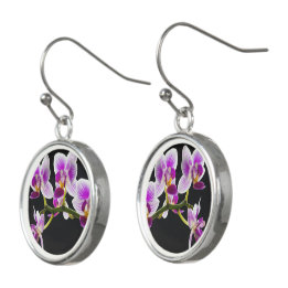 White and purple orchid earrings