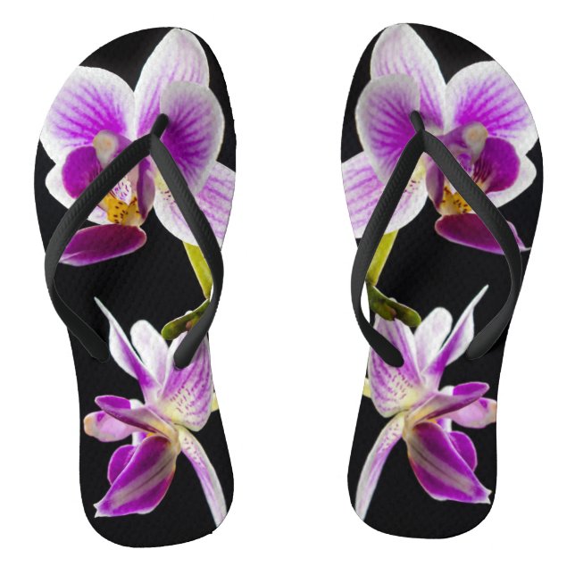 White and purple orchid flip flops (Footbed)