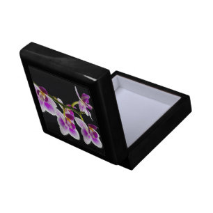 White and purple orchid gift box
