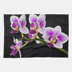 White and purple orchid kitchen towel