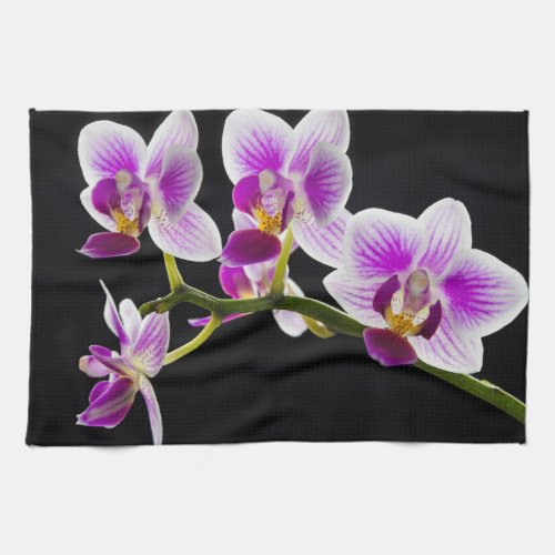 White and purple orchid kitchen towel