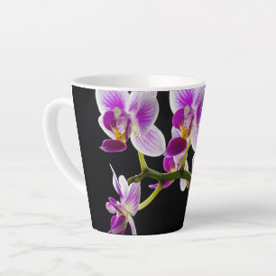 White and purple orchid latte mug