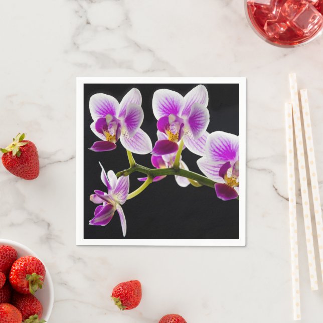 White and purple orchid napkins (Insitu)