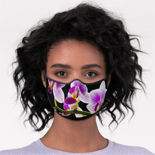 White and purple orchid premium face mask