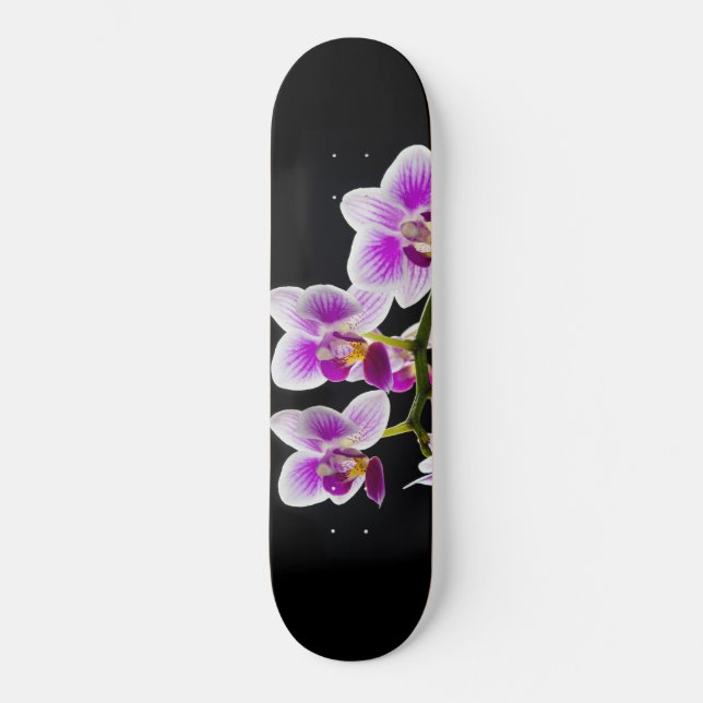 White and purple orchid skateboard (Front)