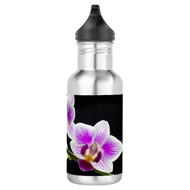 White and purple orchid stainless steel water bottle (Right)