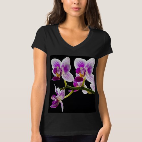 White and purple orchid T_Shirt