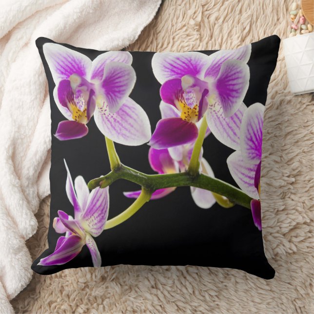 White and purple orchid throw pillow (Blanket)