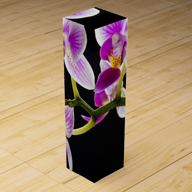 White and purple orchid wine box (Front)