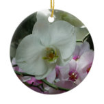 White and Purple Orchids Ceramic Ornament