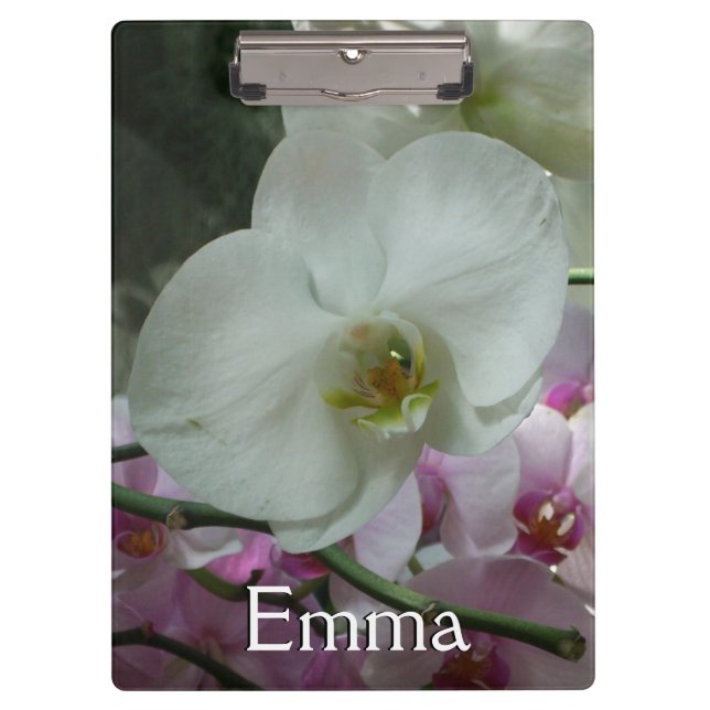 White and Purple Orchids Clipboard (Front)