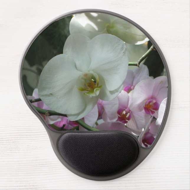 White and Purple Orchids Gel Mouse Pad (Front)