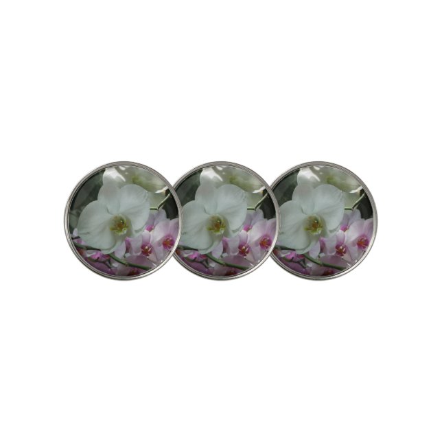 White and Purple Orchids Golf Ball Marker (3 Up)