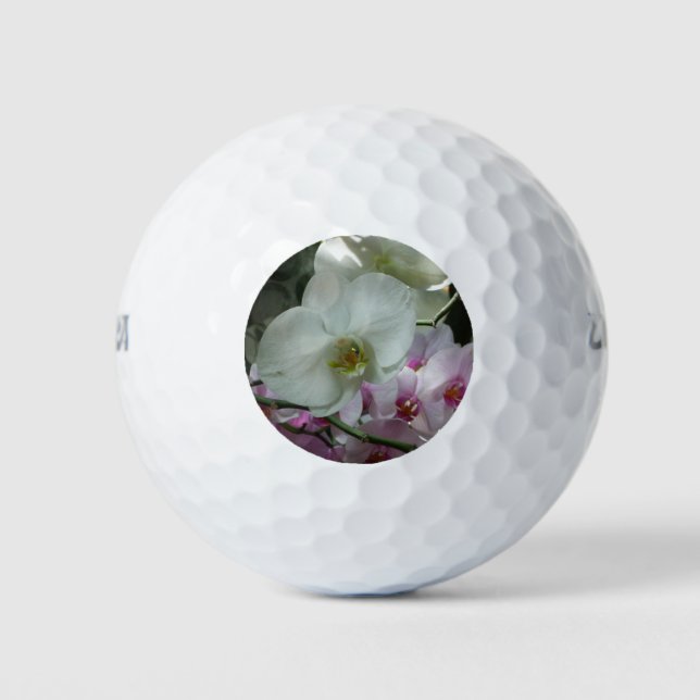 White and Purple Orchids Golf Balls (Front)