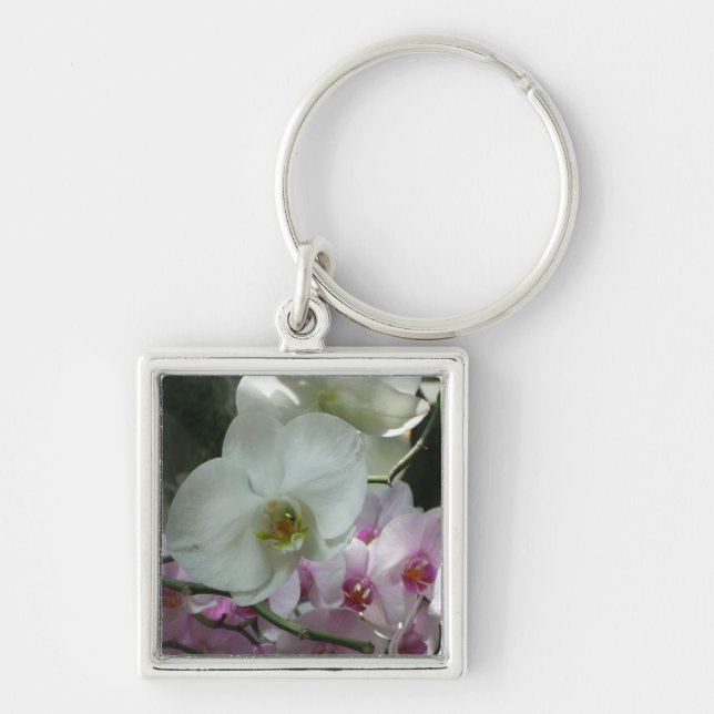 White and Purple Orchids Keychain (Front)