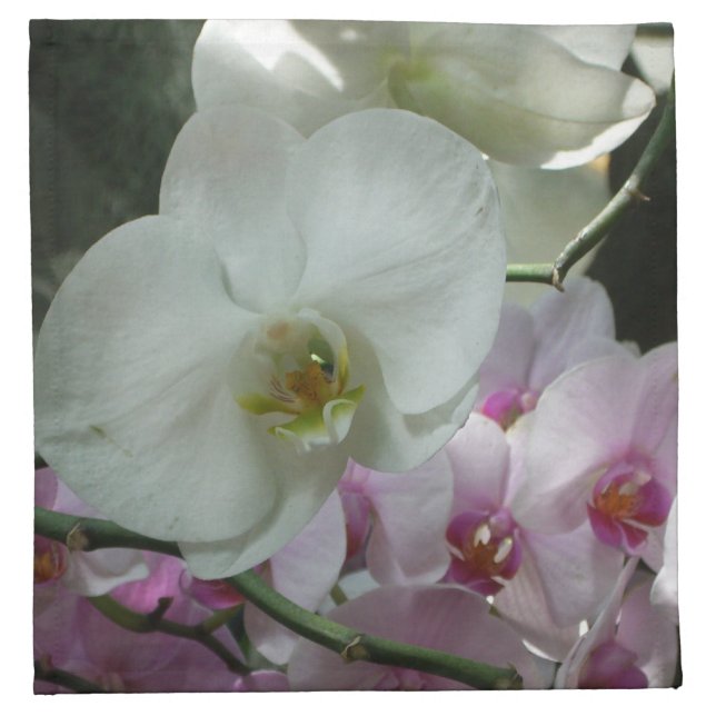 White and Purple Orchids Napkin (Front)