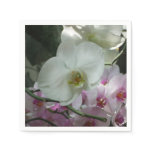 White and Purple Orchids Paper Napkins